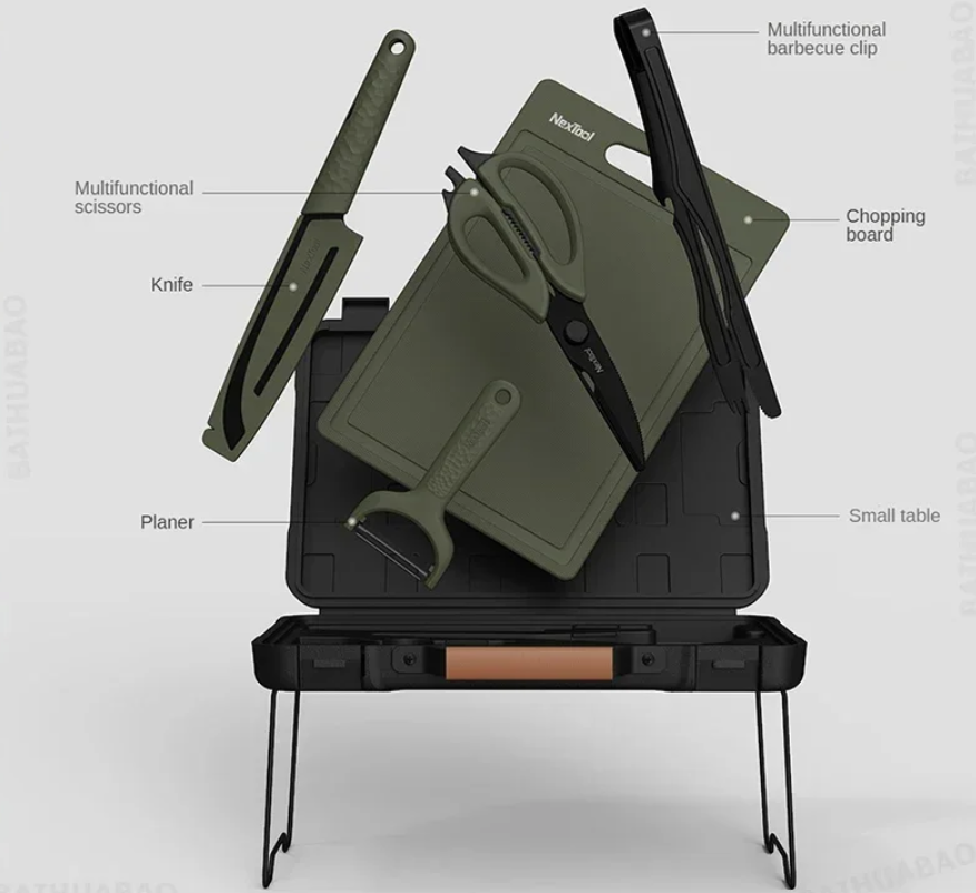 Nextool Barbecue Tools Set Outdoor Camping Picnic Knife Chopping Board Multifunctional Scissors BBQ Portable Carrying Case