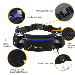 Number-one Cinto de corrida com garrafas de água (2 x 175 ml), cinto de hidratação à prova d’água, bolsa de cintura para iPhone ajustável, bolsa