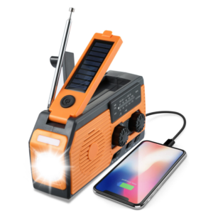 Solar hand crank power generation emergency NOAA radio 5000mah rechargeable treasure power display