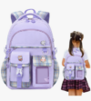 Mochila Escolar Meninas | escola da menina – Mochila escolar com vários bolsos, mochila viagem casual princesa para criança, roxo/
