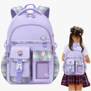 Mochila Escolar Meninas | escola da menina – Mochila escolar com vários bolsos, mochila viagem casual princesa para criança, roxo/