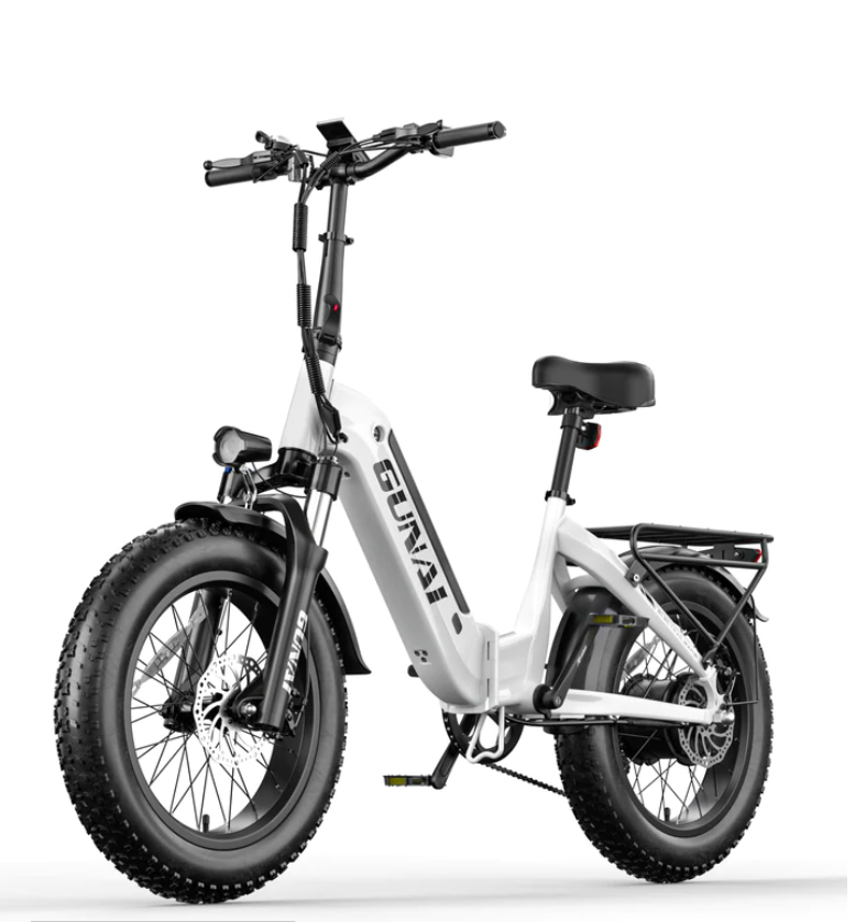 GUNAI GN20 Electric Bike for Adults 20’’ Fat Tire Step-Thru Foldable Commuter Ebike with 48V15AH Built-in Battery