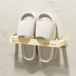 Non-marking wall-mounted bathroom hole-free slipper rack Drainage storage shelf
