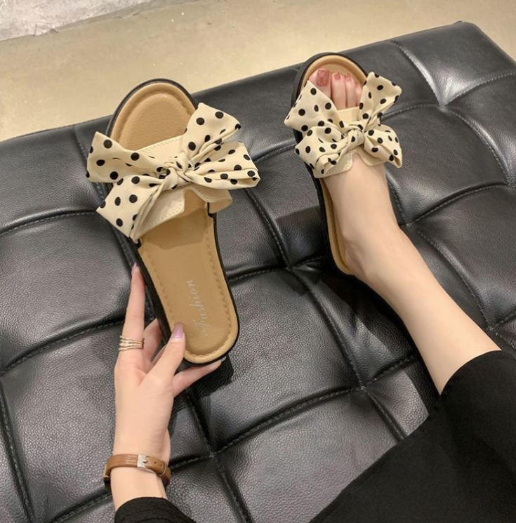 Summer Bowknot Outwear Slippers Beach Flat Sandals