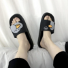 Cartoon Duck Pattern Casual Soft Wearable Couple Slippers (Black Duck)