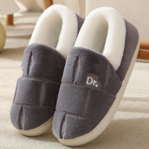 Autumn and winter checkered thickened warm cotton slippers Non-slip home cotton shoes (42-43)