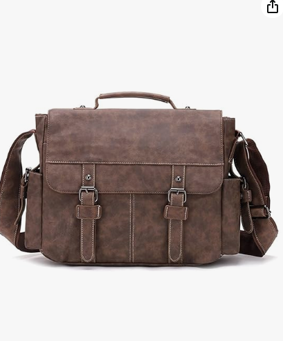 Mens Messenger Bag Vintage PU Leather for Men Waterproof iPad Briefcases Shoulder Bag