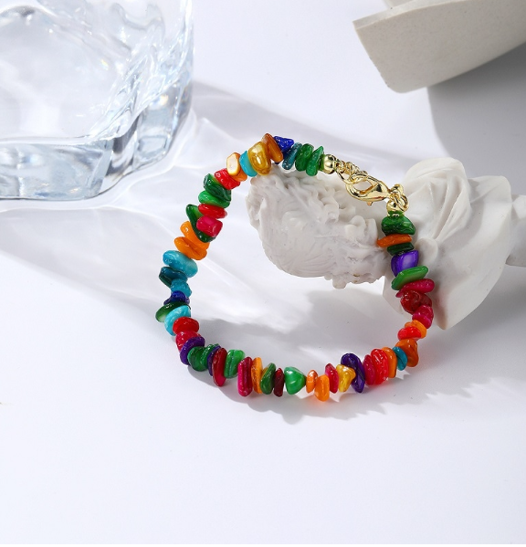 S925 Women's bohemian natural gravel beaded bracelet and anklet