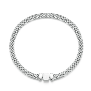 S925 sterling silver platinum plated braided basic bracelet