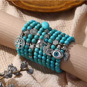 Cross Women’s Beaded Bracelet Turquoise Ethnic Style Bracelet
