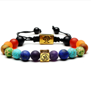 Tree of Life Multicolor Beads Stone Braided Rope Yoga Bracelet