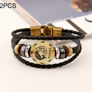 Korean Zodiac Braided Leather Bracelet Popular Male and Female Student Couple Bracelet Jewelry
