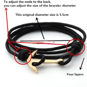 Alloy Anchor Bracelet Charm Multi-Layered Leather Friendship Bracelet
