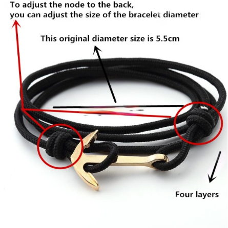 Alloy Anchor Bracelet Charm Multi-Layered Leather Friendship Bracelet