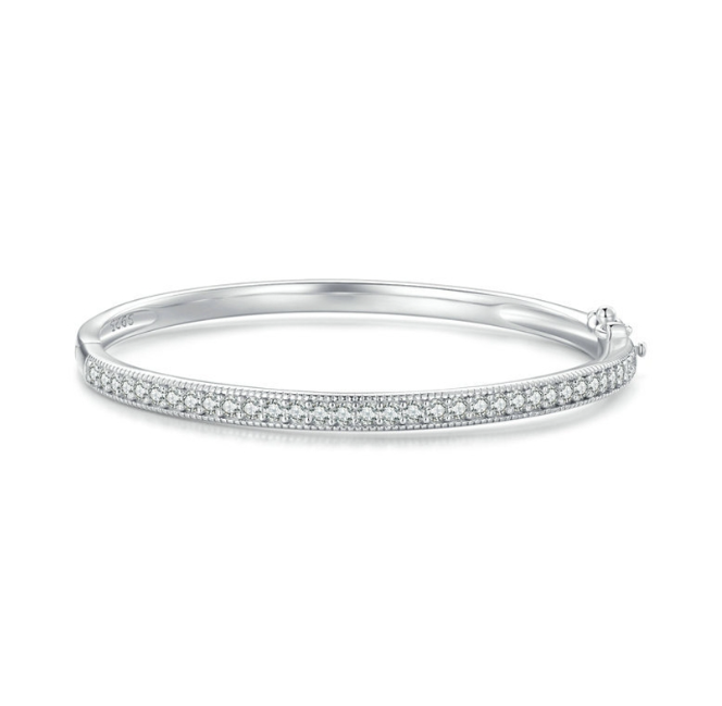 BSB130-17 sterling silver S925 platinum-plated zircon fine glitter full set bracelet