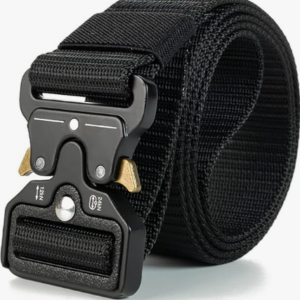 BAAD Men’s Nylon Belt, Military Tactical Belts, Breathable Canvas Belt with Zinc Alloy Buckle 130cm Adjustable (Black)