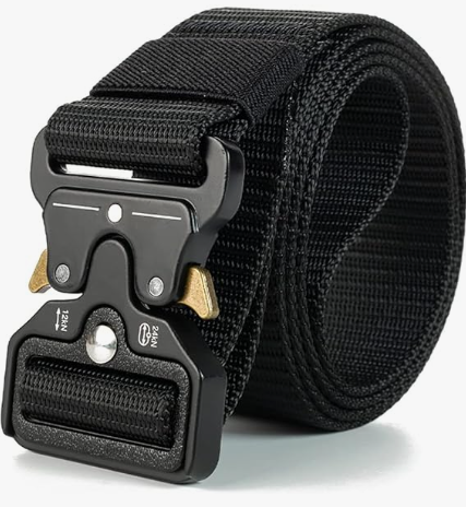 BAAD Men's Nylon Belt, Military Tactical Belts, Breathable Canvas Belt with Zinc Alloy Buckle 130cm Adjustable (Black)