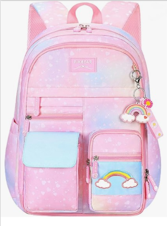 Backpacks for Girls - Environmental School Backpacks | Gradient Pink Backpacks for Girls, Primary School, Rainbow Backpack, Rainbow Backpack for Hikin
