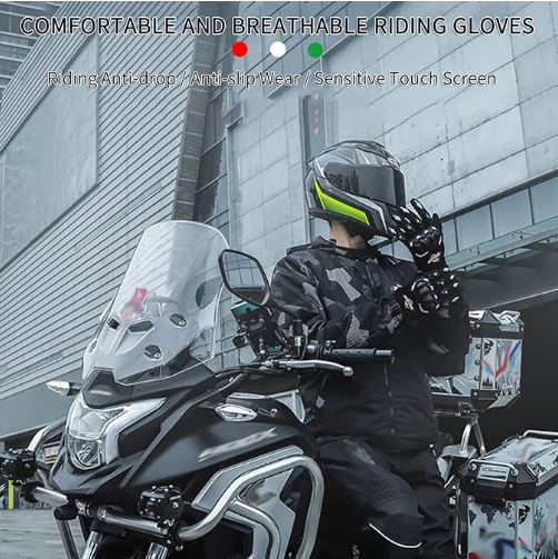 ERYUE Riding Gloves,Otocycling Gloves Rider Anti-Slip Anti-Fall Four Seasons Universal Breathable Touch Screen Gloves M, Green
