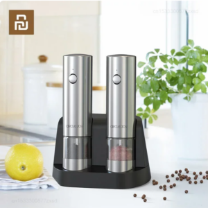 Youpin Circle Joy Rechargeable Salt Pepper Grinder Set with Base Stainless Steel Automatic Salt Spice Grinder Pepper Mill Suit