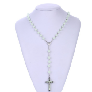 Acrylic luminous rosary cross necklace (luminous green)