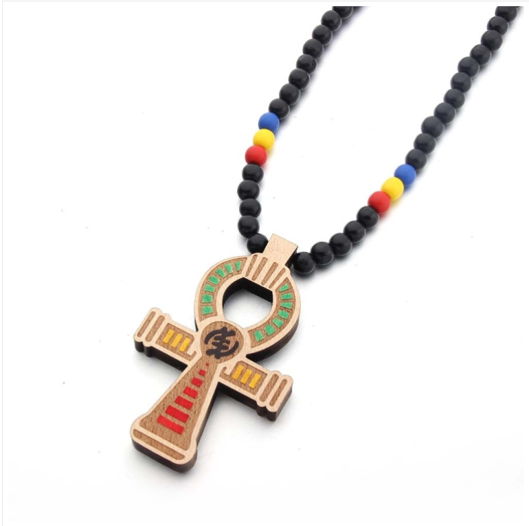 Wood Bead Word Frame Pendant Necklace Hip Hop Jewelry