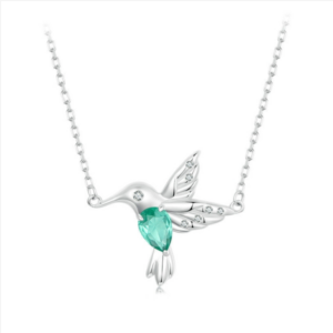 S925 sterling silver platinum-plated smart hummingbird necklace for women (BSN378)