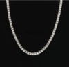 NN03 popular men’s hip-hop 1-row alloy necklace full rhinestone single-row necklace European and American popular jewelry 20 inches (color: white