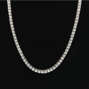 NN03 popular men’s hip-hop 1-row alloy necklace full rhinestone single-row necklace European and American popular jewelry 20 inches (color: white