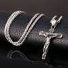 10pcs for sale Men’s Vintage Stainless Steel Cross Jesus Pendant Necklace (Cross Chain – Silver)