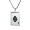 OPK 1670 versatile titanium steel Ace of Spades playing card pendant personalized men’s necklace, color: natural pendant + chain