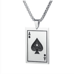 OPK 1670 versatile titanium steel Ace of Spades playing card pendant personalized men’s necklace, color: natural pendant + chain
