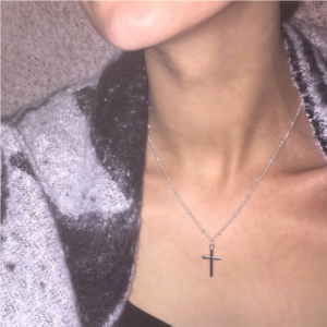 Women’s Fashion Electroplated Bright Gold Chain Cross Jewelry Necklace (Silver)