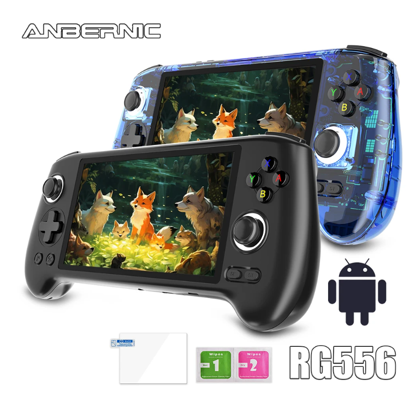 ANBERNIC RG556 Retro Handheld Game Console 64bit Android 13 System Unisoc T820 5.48-inch AMOLED Screen Hall Joystick Game Player