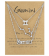 3-in-1 Twelve Zodiac Necklace Set Retro Letter Symbol Diamond Jewelry Set, Style: Gemini Silver