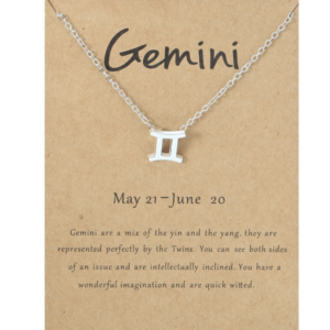 Twelve zodiac signs necklace, electroplated alloy short clavicle chain jewelry, style: Gemini silver