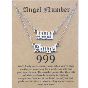 2-in-1 Angel Lucky Number Layered Necklace Set Women’s Collarbone Chain Jewelry, Style: Angel+9 Silver