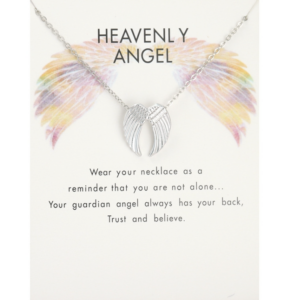 Angel Wings Necklace Guardian Angel Pendant Collarbone Chain Jewelry (Silver)
