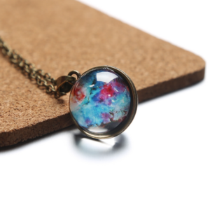 Double-sided glass ball solar system universe starry sky necklace galaxy pendant