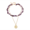 Bohemian colored crushed natural stone necklace, model: N2107-5 purple stone double layer
