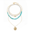 Bohemian colored crushed natural stone necklace, model: N2105-20 blue-green stone