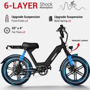 HIMIWAY Mountain Electric Bike for Adults 700W Electric Bicycle 48V 17.5AH E Bike 20″ Fat Tire Dual Shock Absorber ebike