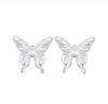 BSE861 sterling silver S925 platinum plated butterfly earrings