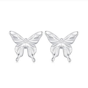 BSE861 sterling silver S925 platinum plated butterfly earrings