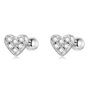 S925 sterling silver electroplated zircon love earrings (SCE1298)