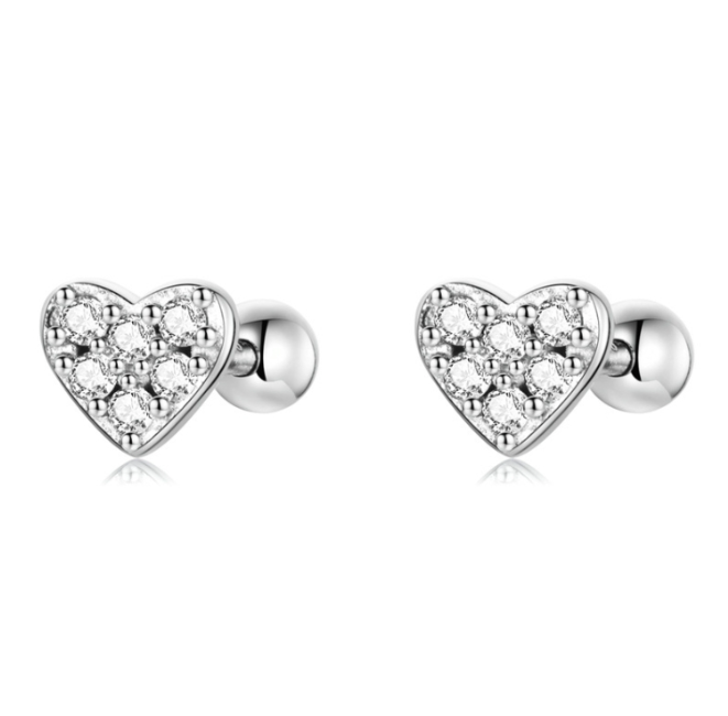 S925 sterling silver electroplated zircon love earrings (SCE1298)