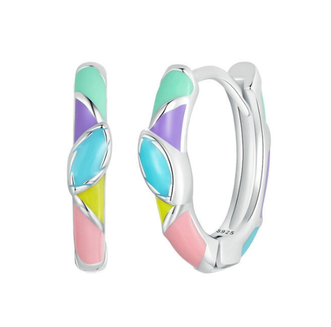 SCE1722 S925 sterling silver platinum plated irregular dopamine rainbow earrings