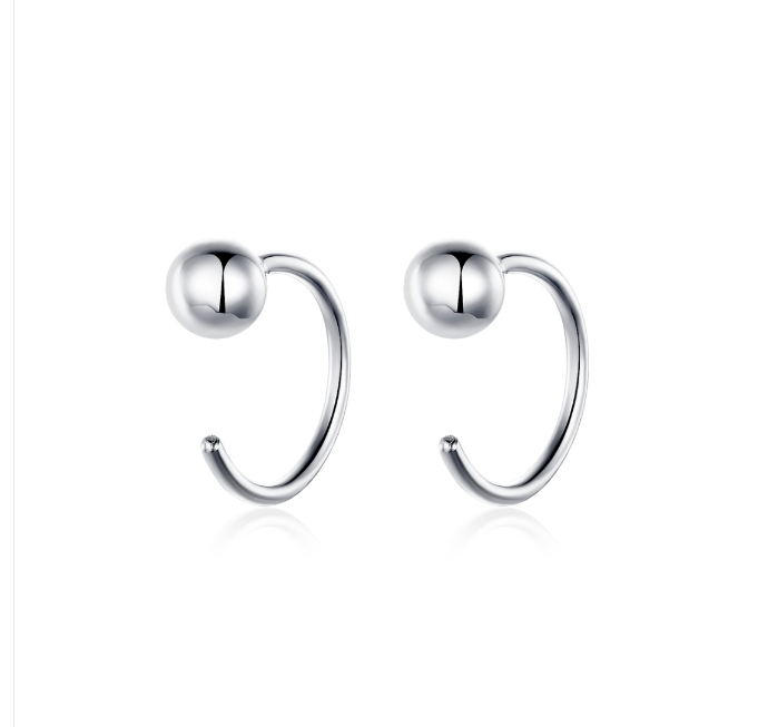 Sterling silver earrings, simple platinum-plated earrings, elegant small ball earrings