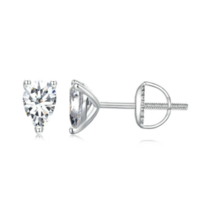 S925 sterling silver platinum-plated sparkling water drop moissanite stud earrings (MSE049)