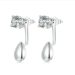 S925 sterling silver platinum-plated drop-shaped women’s earrings (SCE1713)